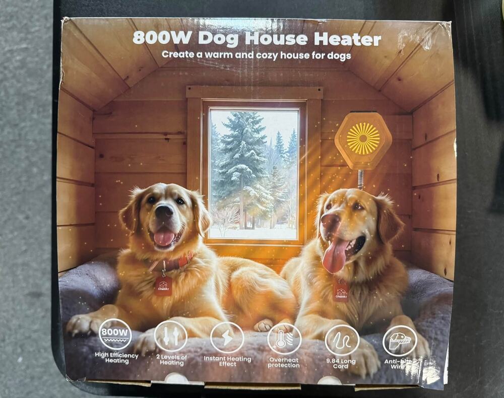 800W Dog House Heater, Wall Mount, 10ft Anti Bite Cord, Waterproof Control
